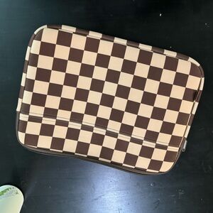 Checkered Brown and Cream Laptop Bag